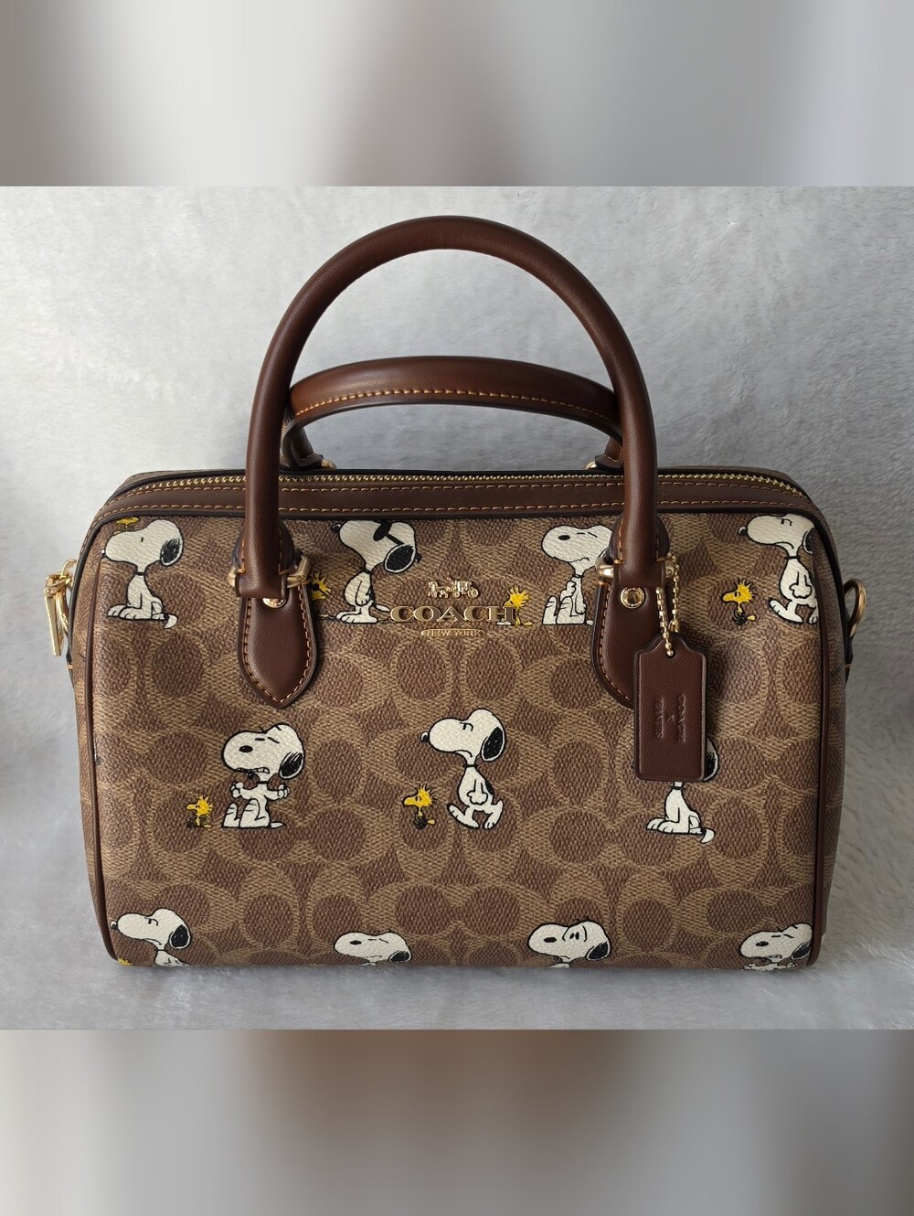 COACH Brown Snoopy Print Dome Satchel - Brown